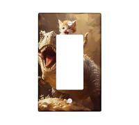 Piastra di copertura per interruttore della luce a forma di gatto carino animale cavalcata dinosauro fresco divertente novità paesaggio marrone grigio policarbonato (PC) decorativo parete soggiorno