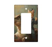 Piastra di copertura per interruttore della luce a forma di gatto, dimensioni standard, motivo: cavalcata di animali da gentiluomo, dinosauro, divertente, vintage, blu, verde, marrone, termoplastica