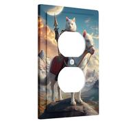 Piastra di copertura per interruttore della luce a forma di gatto, paesaggio panoramico, cavalcata, montagna, divertente, novità cavaliere, marrone, bianco, blu, termoplastica, infrangibile, camera da