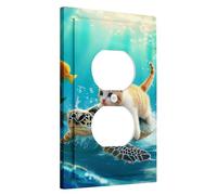 Piastra di copertura per interruttore della luce a forma di gatto subacqueo carino animale cavalcata tartaruga marina divertente pesce novità blu verde beige policarbonato (PC) decorazione cucina