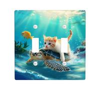Piastra di copertura per interruttore della luce a forma di gatto subacqueo carino animale cavalcata tartaruga marina divertente pesce novità blu verde beige policarbonato (PC) decorazione cucina