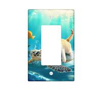 Piastra di copertura per interruttore della luce a forma di gatto subacqueo carino animale cavalcata tartaruga marina divertente pesce novità blu verde beige policarbonato (PC) decorazione cucina