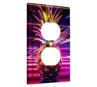 Piastra di copertura per interruttore della luce ananas Dimensioni standard Glow Frutta Tropicale Moderno Cool Design Sfondo Hot Pink Giallo Termoplastico Infrangibile Sala Giochi Camera da Letto