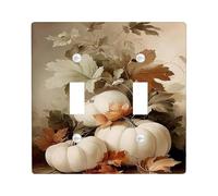 Piastra di copertura per interruttore della luce autunnale, zucche bianche crema con foglie ambrate, decorazione stagionale autunnale, stile rustico vintage per accenti domestici, dimensioni standard