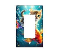 Piastra di copertura per interruttore della luce del gatto animale subacqueo carino cavalcata pesce immersioni divertente novità blu marrone arancione decorazione termoplastica infrangibile presa