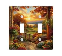 Piastra di copertura per interruttore della luce del giardino autunnale, paesaggio autunnale arancione per decorazione da parete, piastra termoplastica, doppia levetta di dimensioni standard