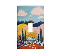 Piastra di copertura per interruttore della luce del paesaggio, design colorato della campagna per decorazioni primaverili, piastre da parete in materiale termoplastico, interruttore singolo di