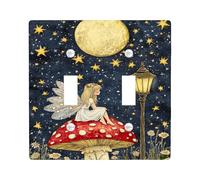 Piastra di copertura per interruttore della luce della fata del cielo notturno con luna e stelle, decorazione unica della casa per la camera dei bambini, termoplastica, misura standard doppia leva