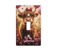 Piastra di copertura per interruttore della luce della mucca di San Valentino, simpatico animale marrone con design a cuore, decorazione festiva per accenti domestici, piastre da parete in materiale