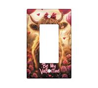 Piastra di copertura per interruttore della luce della mucca di San Valentino, simpatico animale marrone con design a cuore, decorazione festiva per accenti domestici, piastre da parete in materiale