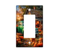 Piastra di copertura per interruttore della luce della zucca autunnale, decorazione per camion vintage verde e Golden Retriever, accenti stagionali per la casa autunnale, piastra da parete in