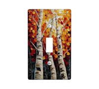 Piastra di copertura per interruttore della luce dell'albero di betulla, foglie arancioni calde per la decorazione domestica, piastre da parete in termoplastica rustica, dimensioni standard singola a
