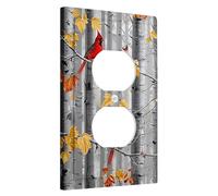Piastra di copertura per interruttore della luce dell'albero di betulla grigio bosco albero ombra foglia uccello paesaggio grigio giallo rosso policarbonato (PC) decorazione cucina camera parete