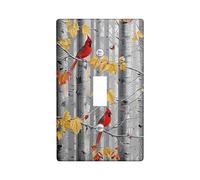 Piastra di copertura per interruttore della luce dell'albero di betulla grigio bosco albero ombra foglia uccello paesaggio grigio giallo rosso policarbonato (PC) decorazione cucina camera parete