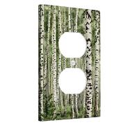 Piastra di copertura per interruttore della luce dell'albero di betulla screziato tronco bosco foresta paesaggio natura piante beige nero verde termoplastico infrangibile sala giochi camera da letto