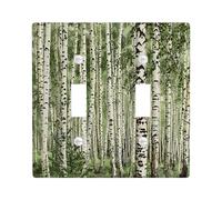 Piastra di copertura per interruttore della luce dell'albero di betulla screziato tronco bosco foresta paesaggio natura piante beige nero verde termoplastico infrangibile sala giochi camera da letto
