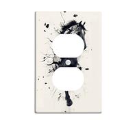 Piastra di copertura per interruttore della luce dinamica del cavallo, nero bianco equino arte per decorazione da parete, piastre da parete in materiale termoplastico, presa singola duplex di