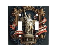 Piastra di copertura per interruttore della luce doppia, bandiera patriottica classica Capitol Indipendence in plastica rossa, dimensioni standard, copertura per interruttore della luce a levetta, per
