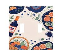 Piastra di copertura per interruttore della luce doppia per bottiglia di vino, teiera rustica moderna e rustica, in plastica, colore blu navy, decorazione per camera da letto, bagno, casa, ingresso