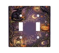 Piastra di copertura per interruttore della luce doppia per Halloween a | Estetica strega, scena mistica della foresta, decorazione gotica per la casa, estetica autunnale, elementi magici incantati