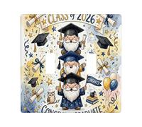 Piastra di copertura per interruttore della luce doppia per laurea, stelle giocose celebrative, diplomi di laurea, in plastica blu, dimensioni standard, piatti decorativi da parete per camera da letto