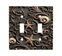 Piastra di copertura per interruttore della luce nautica, conchiglie in bronzo e stella marina design per accenti decorativi da spiaggia, piastre da parete in materiale termoplastico, dimensioni