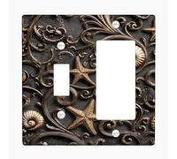 Piastra di copertura per interruttore della luce nautica, conchiglie in bronzo e stella marina design per accenti decorativi da spiaggia, piastre da parete in materiale termoplastico, dimensioni