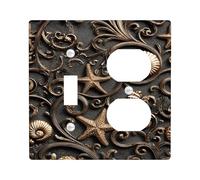 Piastra di copertura per interruttore della luce nautica, conchiglie in bronzo e stella marina design per accenti decorativi da spiaggia, piastre da parete in materiale termoplastico, dimensioni