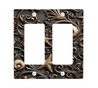Piastra di copertura per interruttore della luce nautica, conchiglie in bronzo e stella marina design per accenti decorativi da spiaggia, piastre da parete in materiale termoplastico, dimensioni