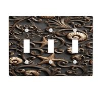 Piastra di copertura per interruttore della luce nautica, conchiglie in bronzo e stelle marine design per accenti decorativi da spiaggia, piastre da parete in materiale termoplastico, dimensioni