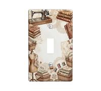 Piastra di copertura per interruttore della luce singola per macchina da cucire, stile vintage rustico, bobine di filo in plastica beige, dimensioni standard, decorazione per casa, soggiorno, camera