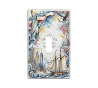 Piastra di copertura per interruttore della luce singolo, statua della libertà, aquila storica patriottica con skyline della città di luglio, in plastica rossa, dimensioni standard, decorazione da