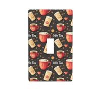 Piastra di copertura per interruttore della luce, stampa Coffee Time, 1 banda, dimensioni standard 11,4 x 7 cm, copertura decorativa a levetta, in policarbonato termoplastico infrangibile