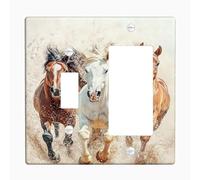 Piastra di copertura per interruttore luce cavallo/coperture di uscita, cavalli al galoppo marroni e bianchi per la decorazione domestica, piastre da parete in materiale termoplastico, dimensioni