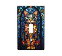 Piastra di copertura per interruttore luce gatto in vetro colorato, design felino per la decorazione domestica, piastra decorativa da parete in materiale termoplastico, dimensioni standard singolo