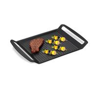 Relaxdays Piastra di Cottura, per Fornelli di Vetro e Elettrici, Grigliare Carne Pesce Verdura LxP 23x26 cm, Antracite