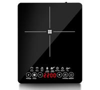 Piastra di cottura singola a induzione, 2200 Watt, riscaldamento rapido, fornello a induzione, regolazione della temperatura, pannello di controllo touch, protezione contro il surriscaldamento per