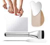 Piastra di miscelazione per fondotinta, palette portatile per trucco, palette di trucco in acciaio inox, 4 miscelatori ergonomici per ombretto, applicazione uniforme per mamma, fidanzata