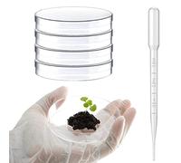 Piastra di Petri,Piastra di Petri Plastica,Piatti Petri 90mm, Piastre Di Petri In Plastica Sterile Capsula Petri con 3ml Pipette,Trasparenti per Cultura di Laboratorio Lievito Batterico