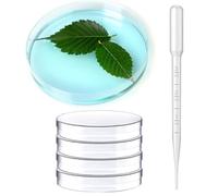 Piastra di Petri,Piastra di Petri Plastica,Piatti Petri 90mm, Piastre Di Petri In Plastica Sterile Capsula Petri con 3ml Pipette,Trasparenti per Cultura di Laboratorio Lievito Batterico