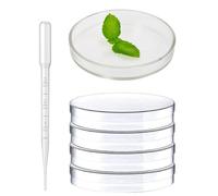 Piastra di Petri,Piastra di Petri Plastica,Piatti Petri 90mm, Piastre Di Petri In Plastica Sterile Capsula Petri con 3ml Pipette,Trasparenti per Cultura di Laboratorio Lievito Batterico