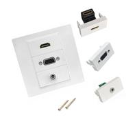 Piastra di presa a muro standard da 86 mm HDTV VGA da 3,5 mm per connettività multimediale Facile installazione senza saldatura in varie impostazioni Piastra da parete multimediale senza saldatura