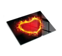 Piastra di protezione e coperchio in vetro 40x30 cm Fiamma e Cuore | Ripiano | Supporto | Base | Vassoio | Paraspruzzi | Struttura | Copertura | Salvatavola | Elemento | Aiuto