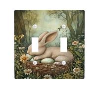Piastra di protezione per interruttore, coniglio addormentato con uova per decorazione di Pasqua, piastre da parete in termoplastica, dimensioni standard a doppio bilanciere
