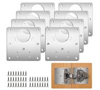 Piastra Di Riparazione Della Cerniere Inossidabile 8 Pezzi Con 48 Vitante Cucina 9×9cm Cerniere Mobili Porte Armadietti Acciaio Inossidabile Montaggio Staffe Riparazione per Ante Armadietti Cucine
