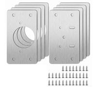 Piastra di riparazione per cerniere in acciaio inox resistente, per fissaggio e rinforzo delle ante dell'armadio, con viti di montaggio, colore argento, 4 paia (4 paia)