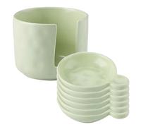 Piastra di salsa immersione - mini ciotola in ceramica set con scatola di stoccaggio per condimenti, funzione di servizio facile, contenitore di condimento, stoviglie per feste per snack da barbecue d