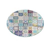 Piastra di Vetro Temperato per Camino ⌀ 80 cm Protezione del Pavimento dal Calore Premium Resistente a Scintille e Graffi Design Elegante e Sicuro - Motivi a mosaico su piastrelle