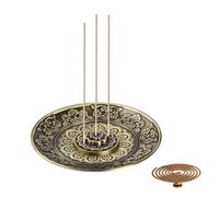 Piastra d'Incenso Classica In Bronzo Lotus, Disco bruciatore, 3 Pezzi Porta Bastoncini di Incenso Loto, 5 Fori Bruciatore Incenso Metallo con Raccoglitore Cenere, Bruciatore Lotus Censer Ottone