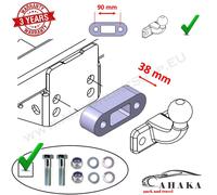 Piastra distanziatore sfera di traino - 38 mm 1,5”-2 fori spaziatura 90mm